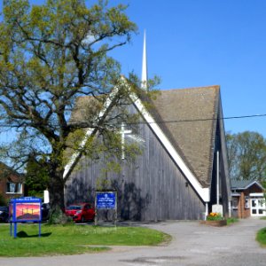 St Alban's Church, Wood Street Village, Guildford (April 2014, from South-Southeast) (1)