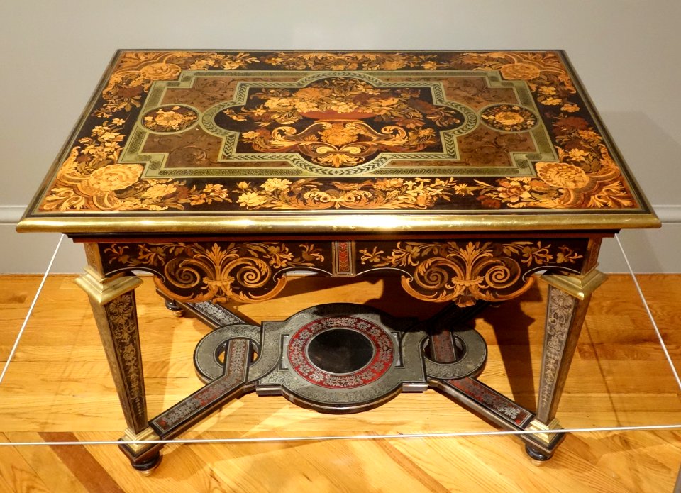 Table, Andre-Charles Boulle, Paris, c. 1670-1680, marquetry of various woods, pewter, brass, copper, horn, tortoiseshell - California Palace of the Legion of Honor - DSC07731