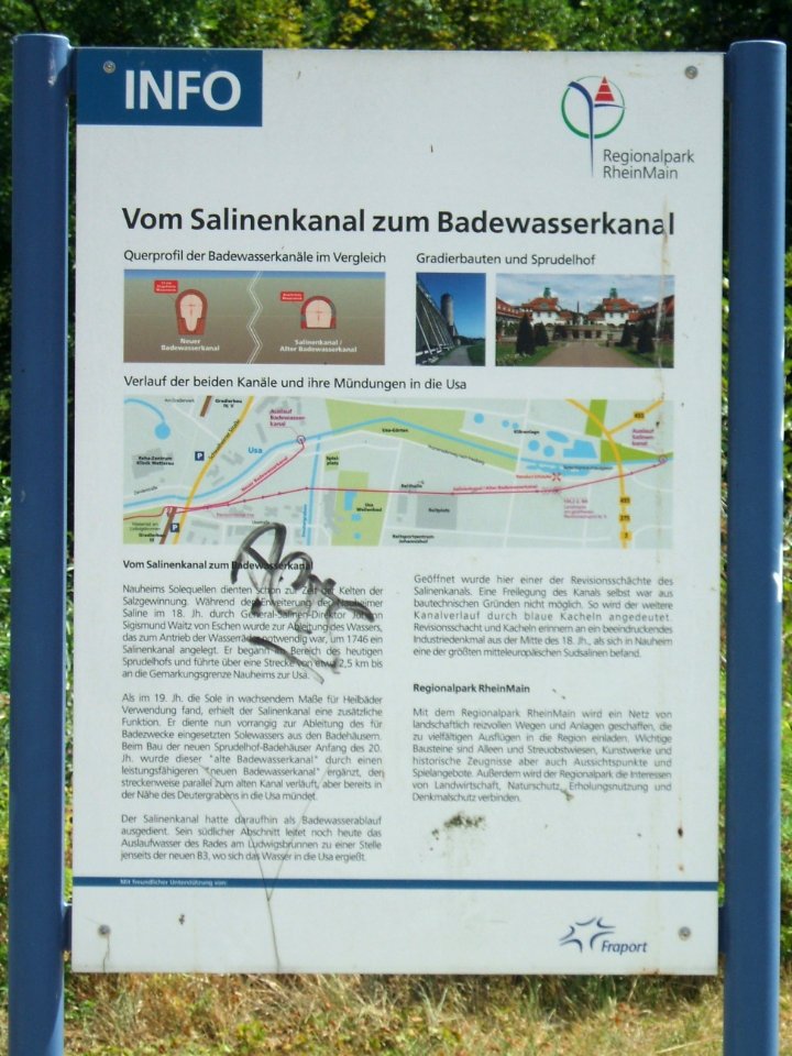 Tafel vom Salinenkanal zum Badewasserkanal