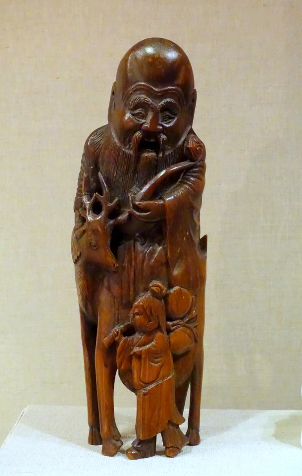 Shou Xing, God of Longevity, China, Qing dynasty, c. 1880-1911, wood - Spurlock Museum, UIUC - DSC06049