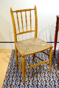 Side chair, unknown maker, Salem MA, 1812, wood, rush, paint - Peabody Essex Museum - DSC06876