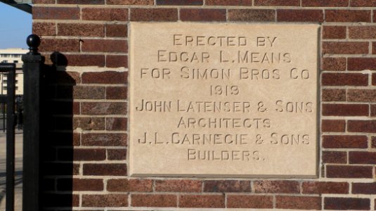 Simon Bros bldg (Omaha) cornerstone