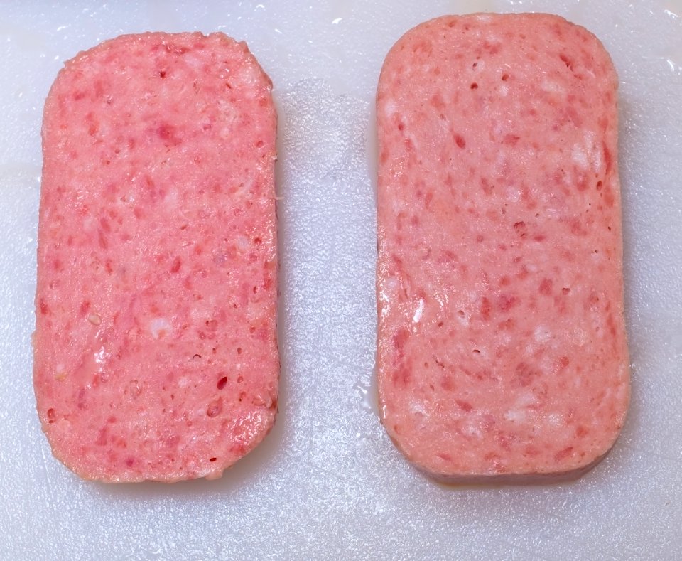 Spam Clones ML Luncheon meat and Chung Jung One Luncheon Meat sliced
