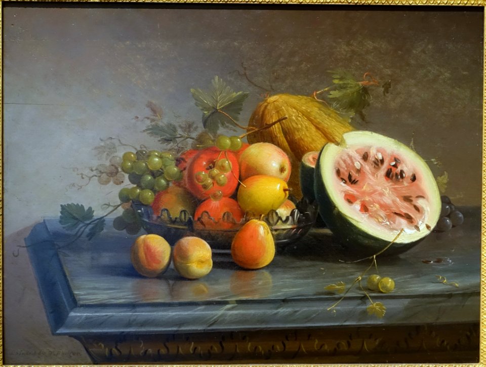 Still-Life with Fruit, by Thomas Badger, c. 1818, oil on panel - Peabody Essex Museum - DSC07274