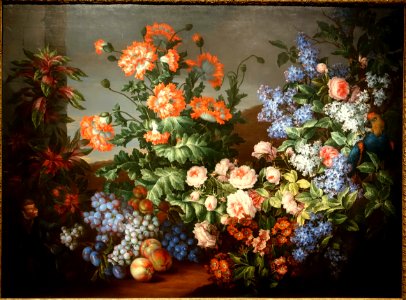 Still Life with Flowers, Fruits, a Parrot, and a Monkey, by Jean-Baptiste Monnoyer and Antoine Monnoyer, 1690-1699, oil on canvas - Portland Art Museum - Portland, Oregon - DSC09110