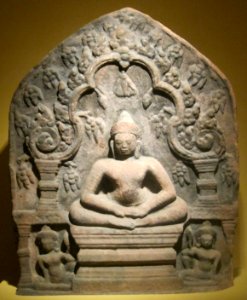 Stele with seated Buddha from Cambodia or northeast Thailand, Khmer, 12th century, sandstone, HAA photo