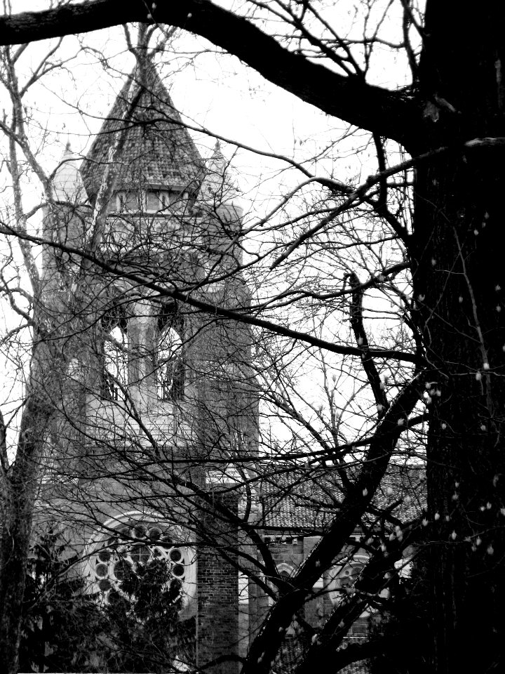 St. Bernard Tower, Mount Lebanon, 2020-01-28, bw