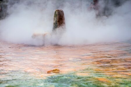 Thermal spring steam hot source photo