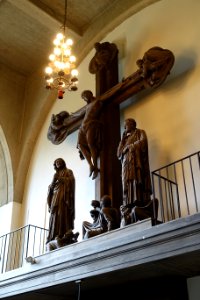 Triumphal cross, collegiate church of Wechselburg, Germany, c. 1230-1235, plaster replica c. 1905, view 1 - Adolphus Busch Hall - Harvard University - DSC05727