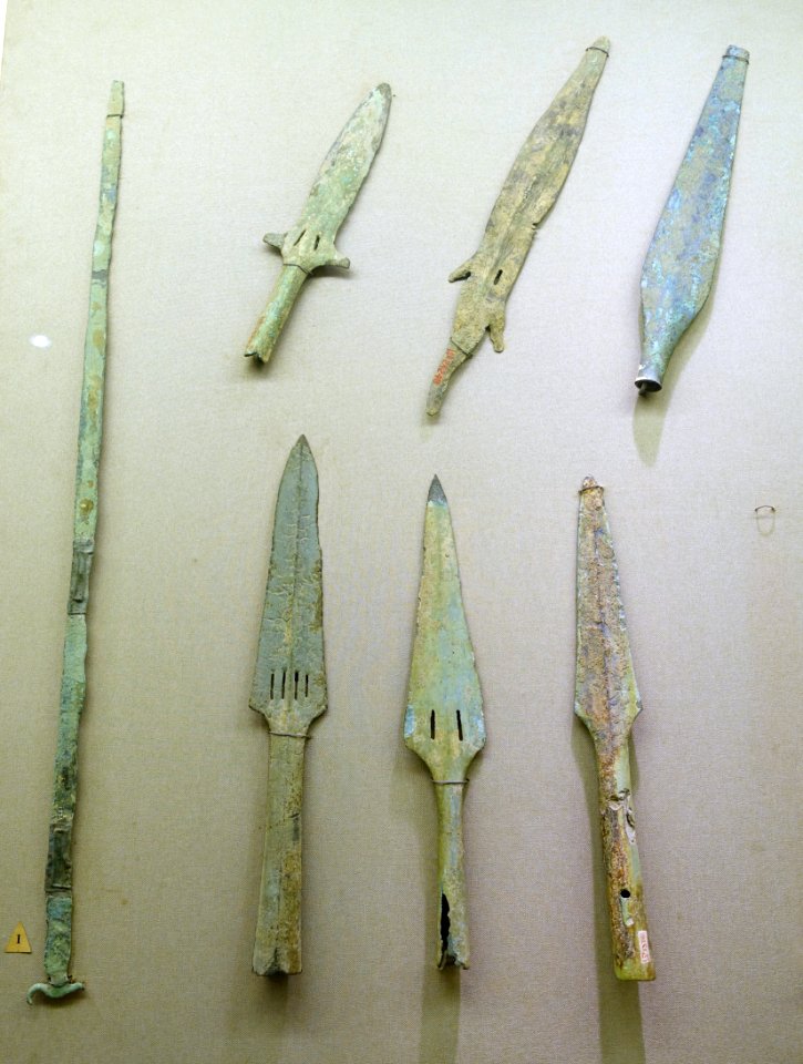 Spears and short swords, Dong Son culture, bronze and iron - National Museum of Vietnamese History - Hanoi, Vietnam - DSC05488