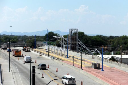 UTA TRAX Station on the North Temple Viaduct under construction