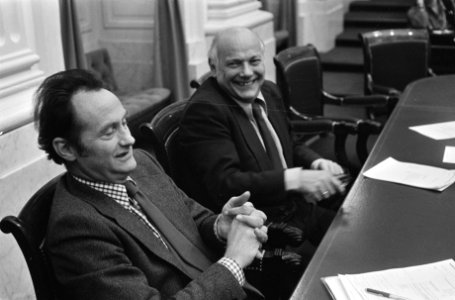 Tweede Kamer , Justitiebegroting lachende Den Uyl en minister Boersma, Bestanddeelnr 927-7315