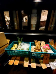 Vegetable popup outside restaurant in Hiroo