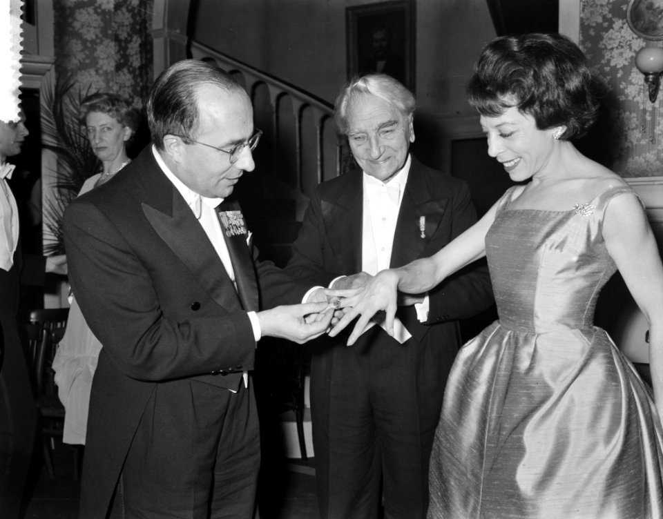 Uitreiking Theo Mann Bouwmeesterring aan Caro van Eyck in de Stadsschouwburg te , Bestanddeelnr 911-0871