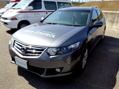 The frontview of Honda Accord Tourer (CW2) used as a race control car of Suzuka Circuit