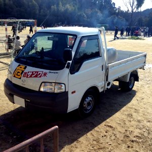 The frontview of 4th generation Mazda Bongo truck as delivery truck of liquor seller