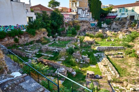 The excavated area of the North side of the Ancient Agora of Athens on August 13, 2020
