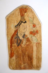 Uighur donor, Bezeklik, Cave 17, probably 10th-11th century AD, wall painting - Ethnological Museum, Berlin - DSC01744