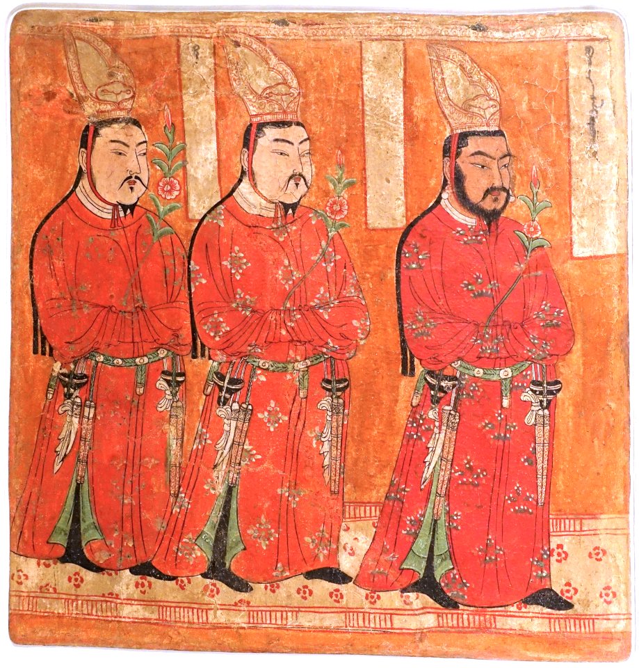 Uighur princes, Bezeklik, Cave 9, c. 8th-9th century AD, wall painting - Ethnological Museum, Berlin - DSC01747