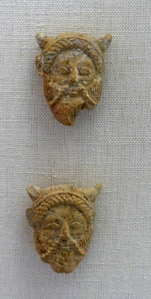 Two masks of Achelous, early 5th century BC, terracotta, H 4120 and H 4121 - Martin von Wagner Museum - Würzburg, Germany - DSC05737