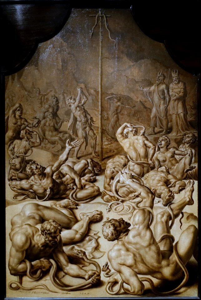 The Brazen Serpent, by Maarten van Heemskerck, Netherlandish, 1549, oil on wood panel, transferred to canvas - Princeton University Art Museum - DSC06560