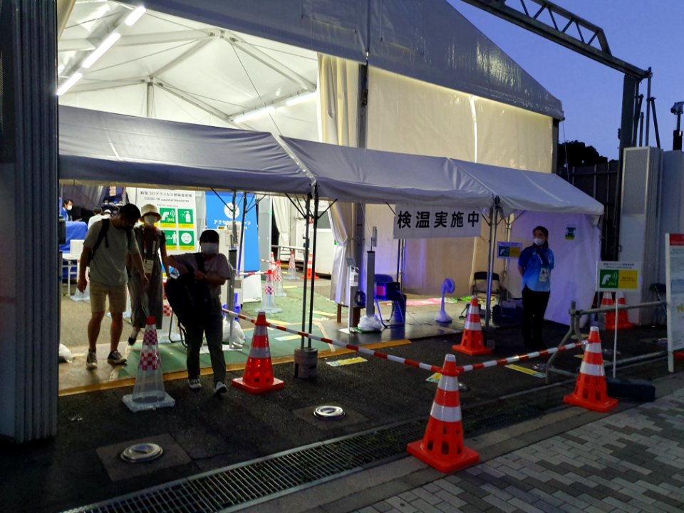 Tokyo 2020 Olympics in Ariake, tennis center court entrance 2