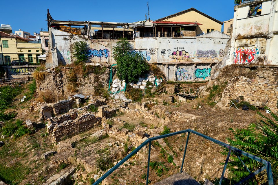 The excavated north side of the Ancient Agora of Athens on August 13, 2020