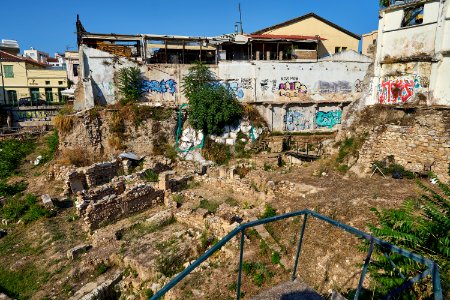 The excavated north side of the Ancient Agora of Athens on August 13, 2020