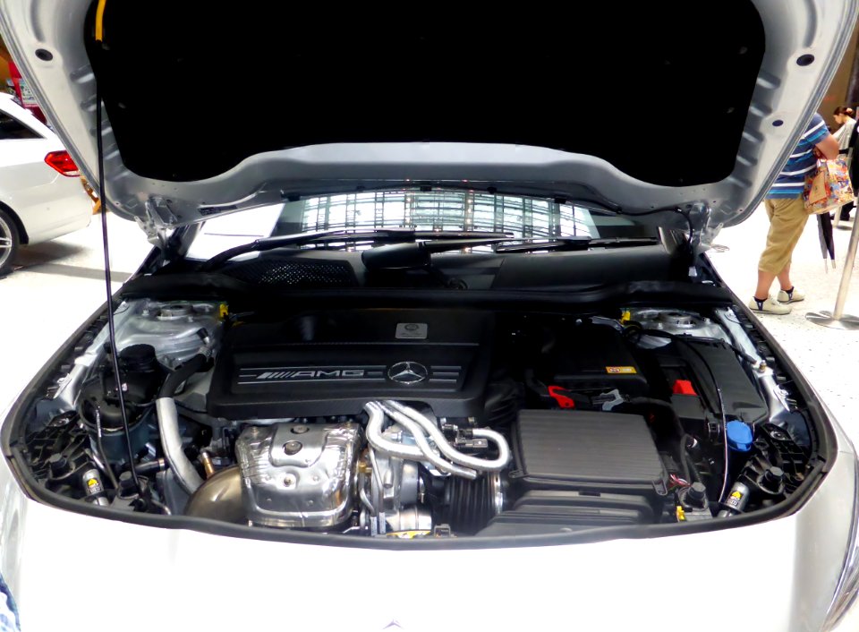 The engineroom of Mercedes-Benz CLA45 AMG 4MATC (C117)