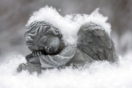 Frozen angel statue