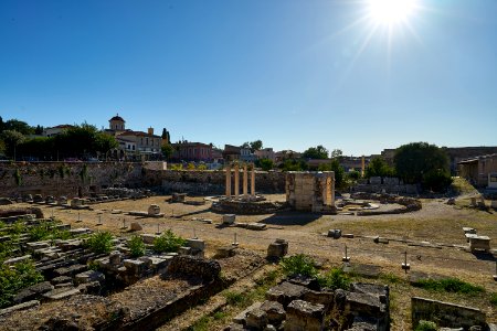 The archaeological site of the Library of Hadrian on July 11, 2020
