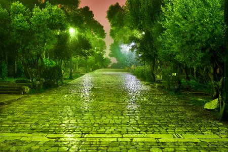 The pedestrian street leading to the archaeological site of Philopappos Hill, the Pnyx and the Hill of the Nymphs on 14 December 2018