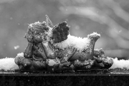 Frozen angel statue