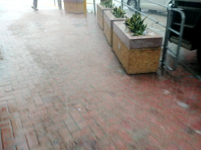 The scene of the Hong Kong Observatory during the red rainstorm warning signal in To Kwa Wan, Kowloon City District on October 5, 2020 08