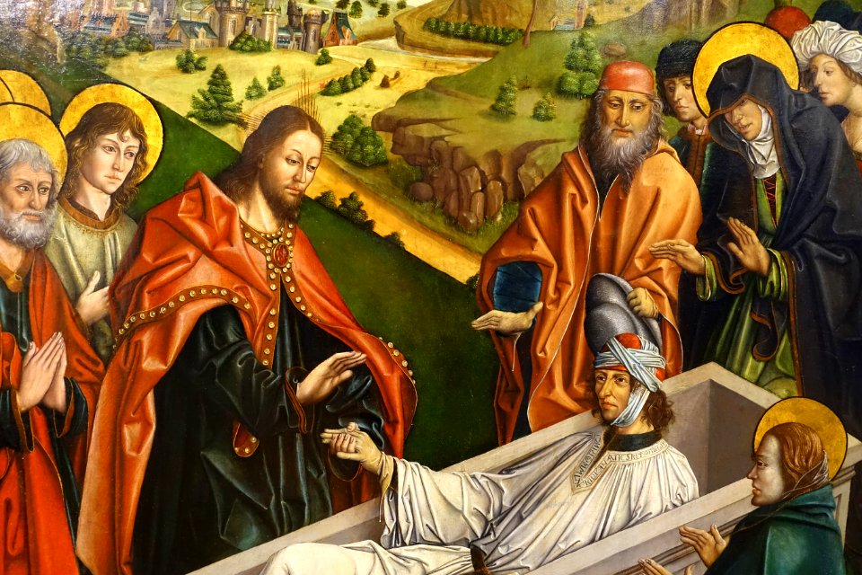 The Raising of Lazarus by Fernando Gallego, detail, 1480-1488, oil on panel - University of Arizona Museum of Art - University of Arizona - Tucson, AZ - DSC08351