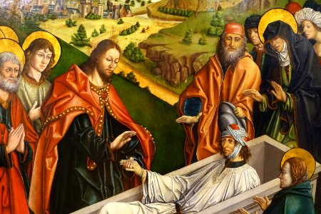 The Raising of Lazarus by Fernando Gallego, detail, 1480-1488, oil on panel - University of Arizona Museum of Art - University of Arizona - Tucson, AZ - DSC08351