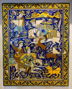 Tile panel with chase scene, Iran, 18th-19th century AD, glazed ceramic - Cinquantenaire Museum - Brussels, Belgium - DSC09115