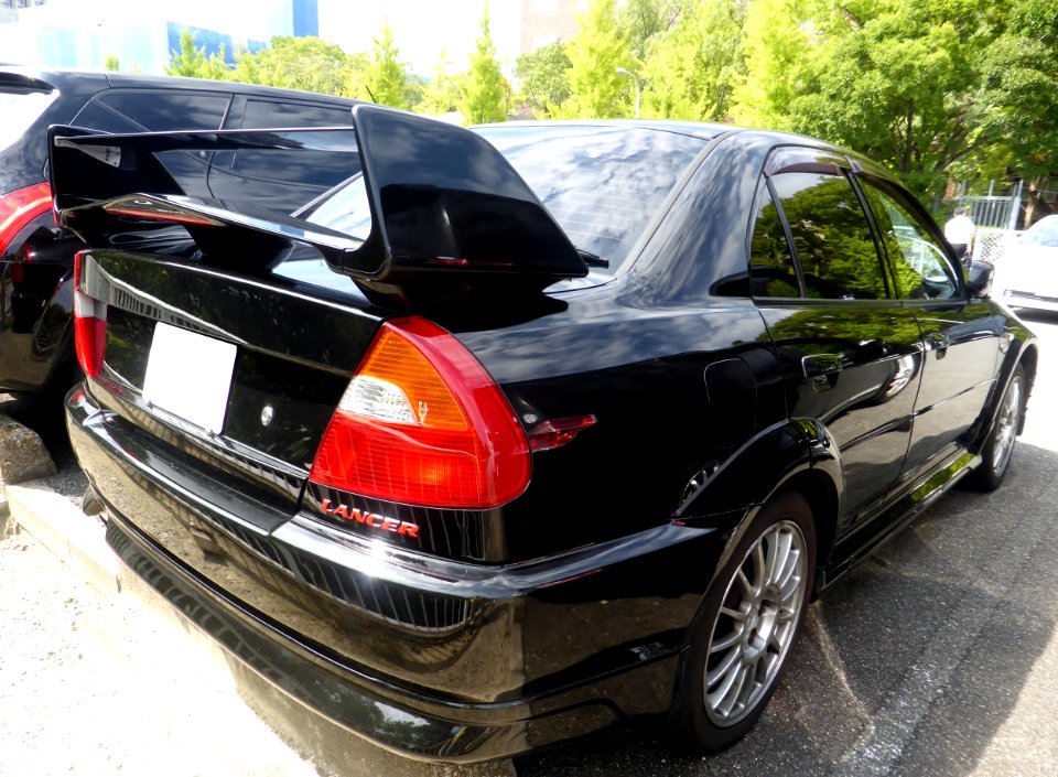 The rearview of Mitsubishi LANCER GSR Evolution VI