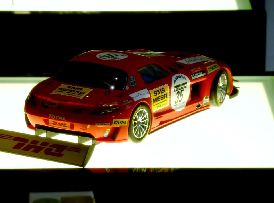 The rearview of the minicar of Mercedes-Benz No.35 Black Falcon SLS AMG GT3