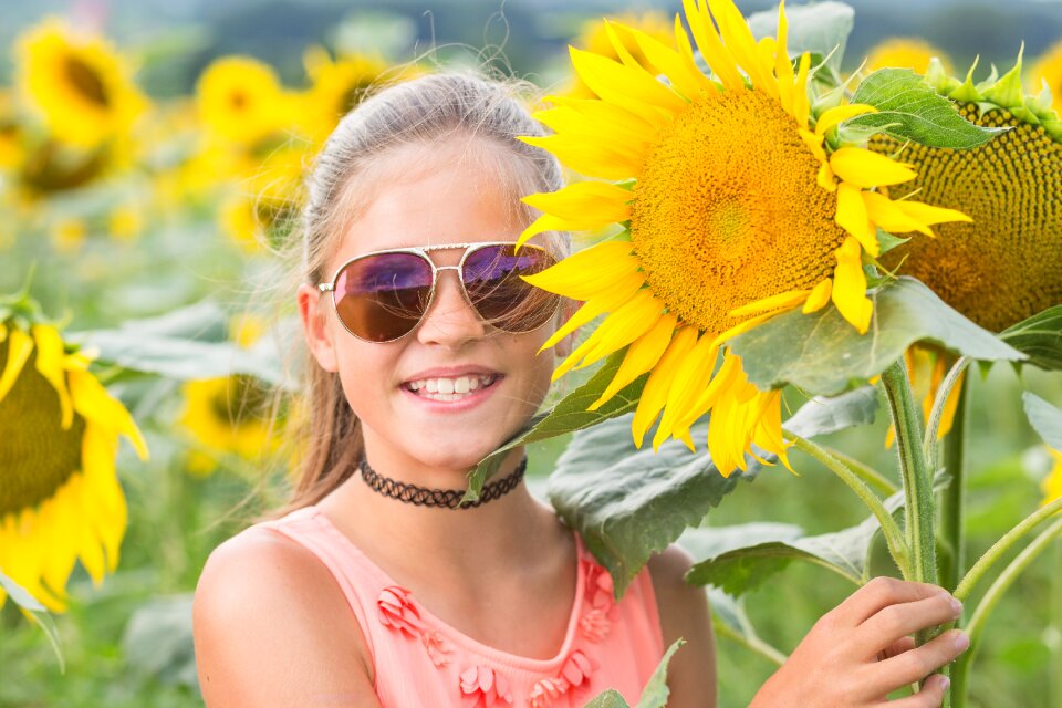 Sunflower girl nature
