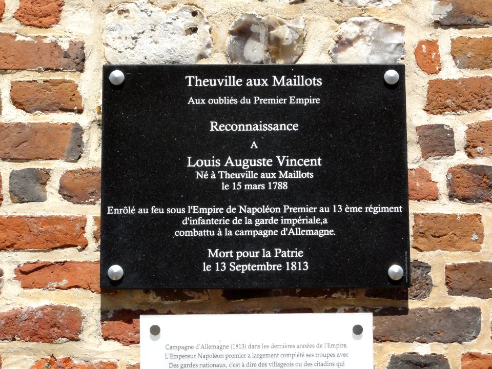 Theuville-aux-Maillots (Seine-Mar.) plaque mémorial guerre 1813