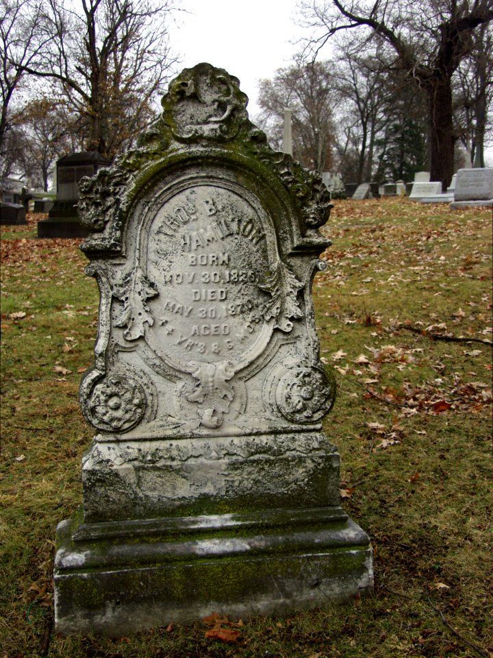 Thomas B Hamilton monument, Allegheny Cemetery, 2014-12-03, 01