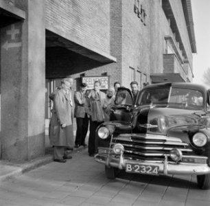 V.l.n.r. Henk Schijvenaar, bondscoach Jaap van der Leck, Abe Lenstra, Aad de Jo, Bestanddeelnr 191-1059