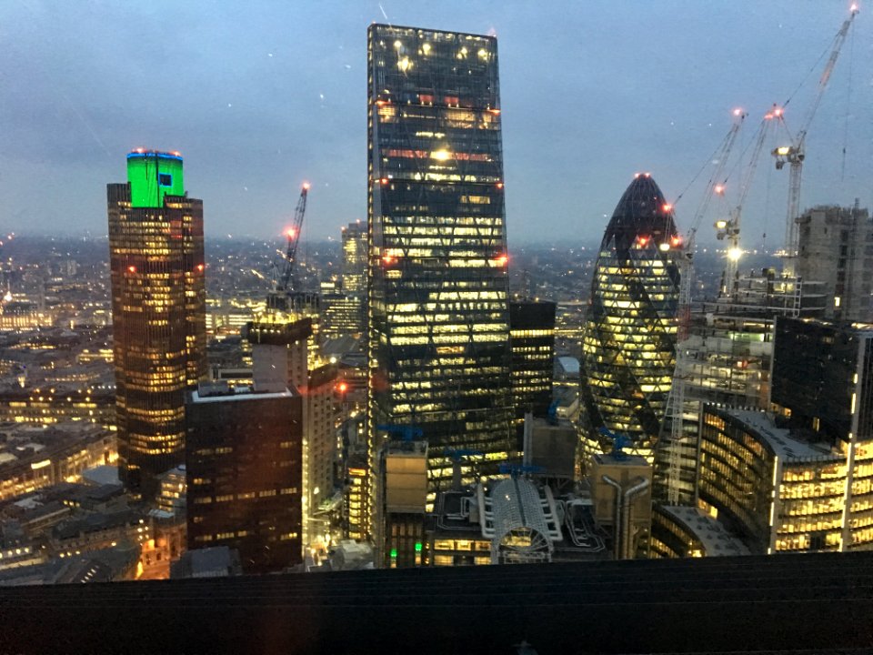 View from Sky Garden with lights, 2 May 2017