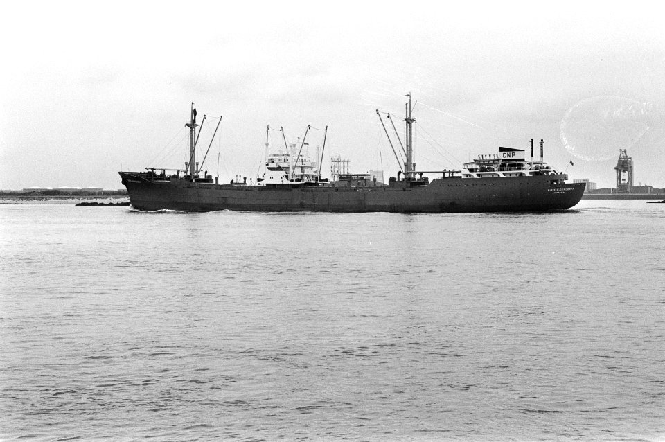Vrachtschip Birte Oldendorff , geladen met Chileens koper bij Hoek van Holland, Bestanddeelnr 925-9526
