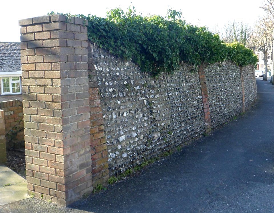 Walls at former Attree Villa, Queen's Park Road, Queen's Park, Brighton (NHLE Code 1380789) (April 2013)