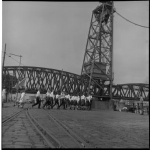 Wandelaars Jeugdvierdaagse op de Nassaukade, richting Hefbrug - Rotterdam - NL-RtSA 4121 6655-6-01