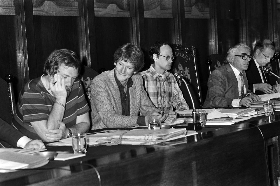Vlnr Wethouders Schaefer, Wolffensperger, Etty en Burgemeester Polak, Bestanddeelnr 931-0097