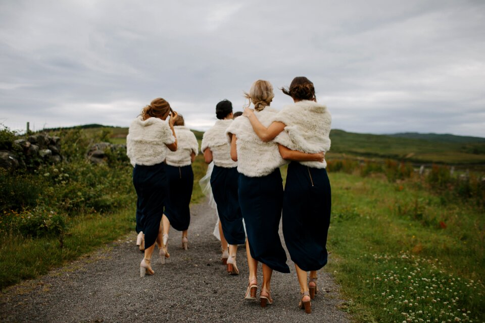 Family walking road