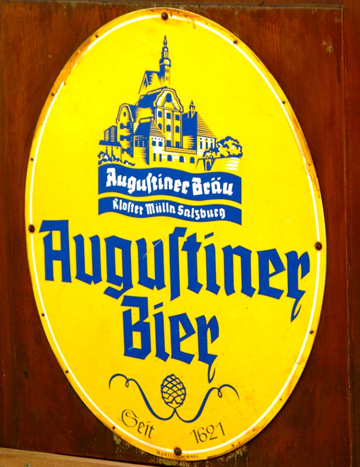 Werbeschild Augustiner Bräu Salzburg